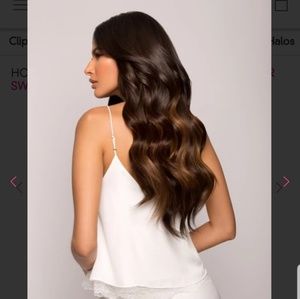 Glam seamless halo hair extensions brown 16"